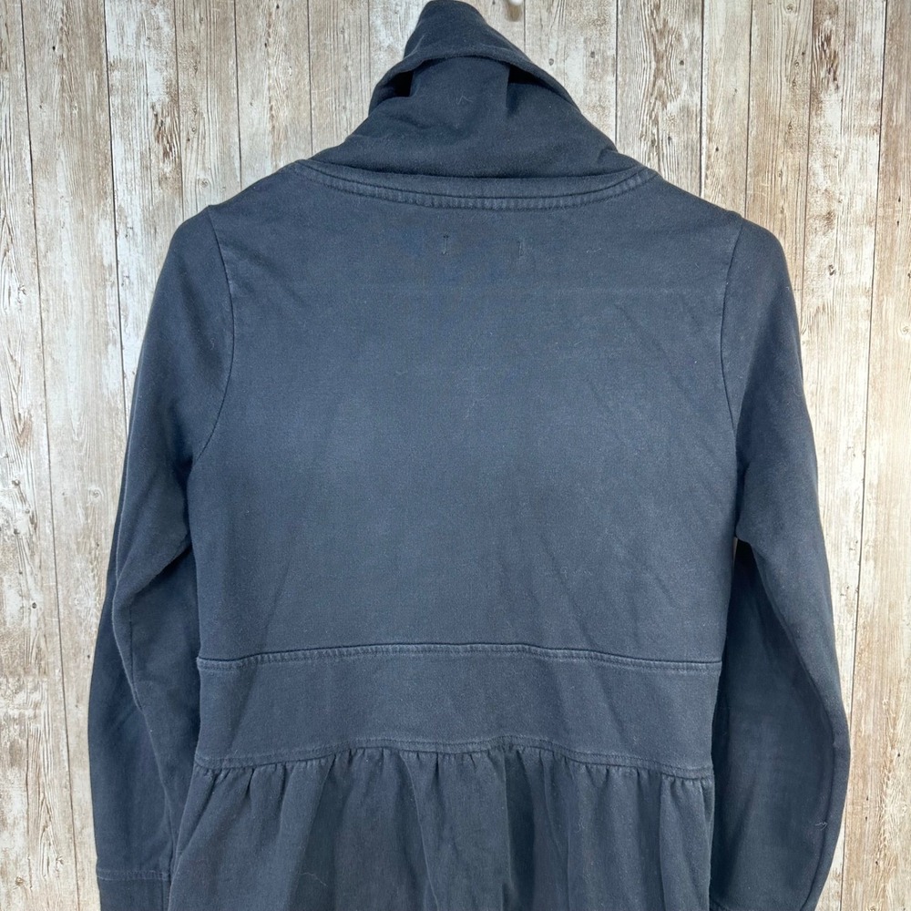 Prana Athletic Black Organic Cotton‎ Blend Coat Jacket Swing Funnel Neck sz XS - Picture 7 of 10